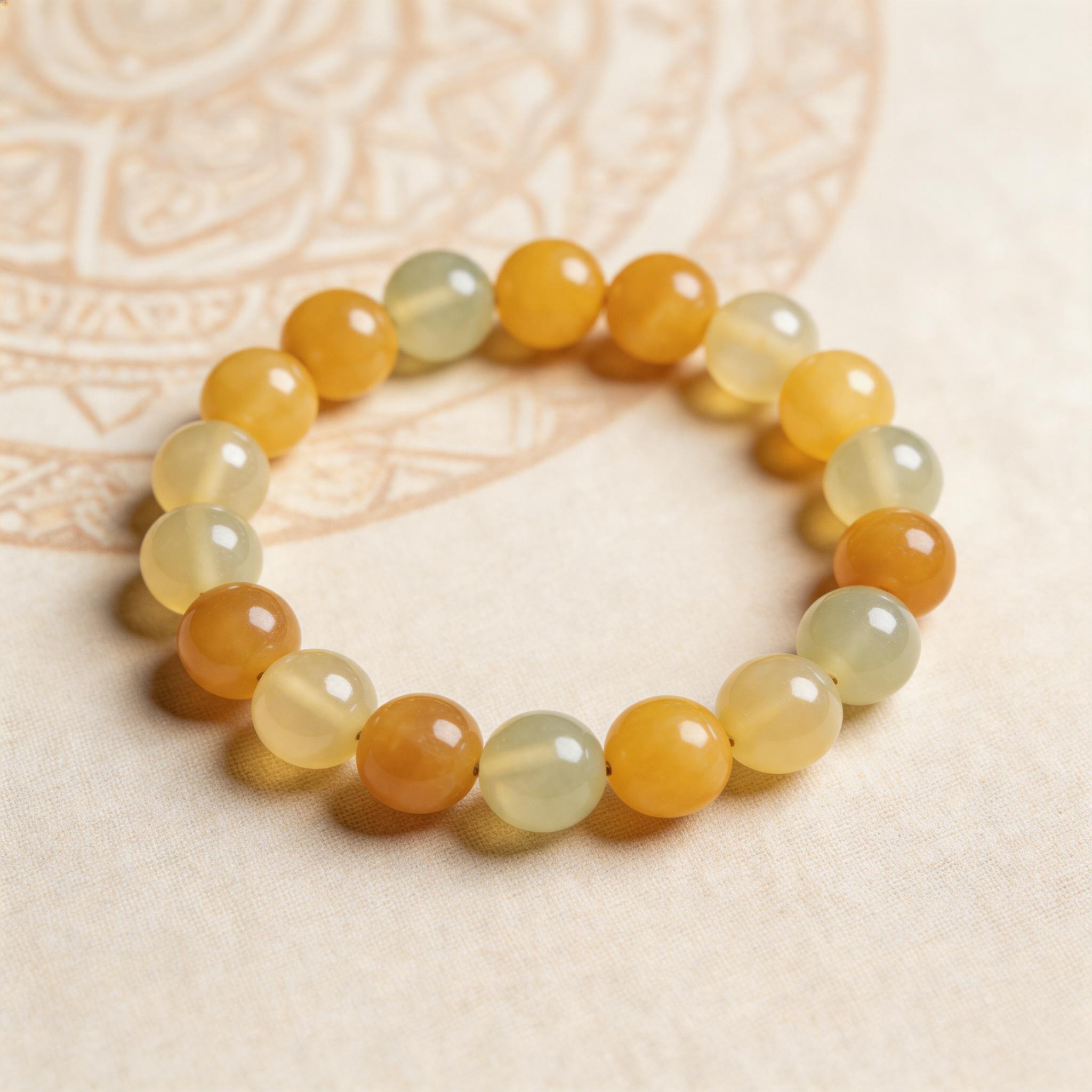 Yellow and Pale Green Agate Bracelet product image showing Natural Stone (Agate/Chalcedony) and craftsmanship