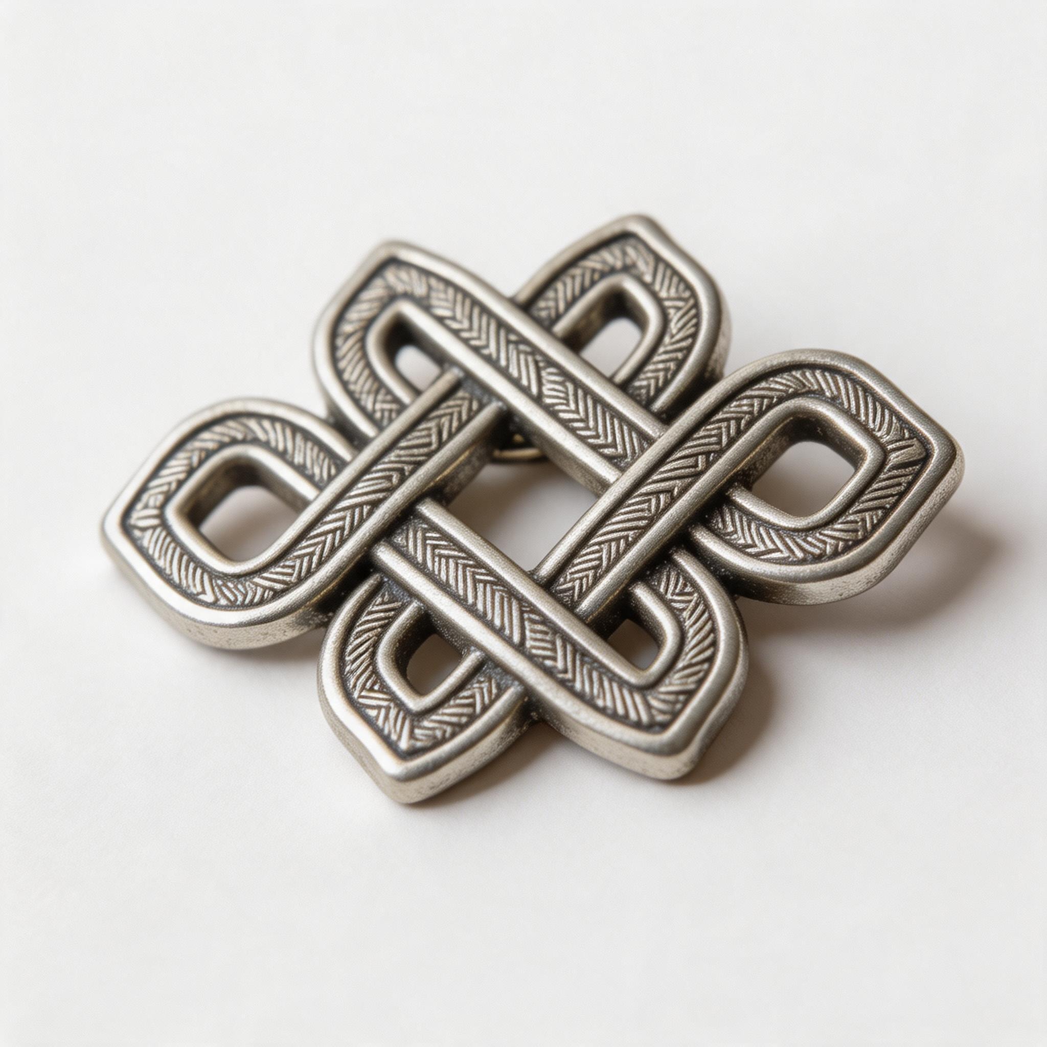 Auspicious Knot Tibetan Silver Brooch product image showing Please refer to the product description and inquiry confirmation for final details. and Please refer to the product description and inquiry confirmation for final details.